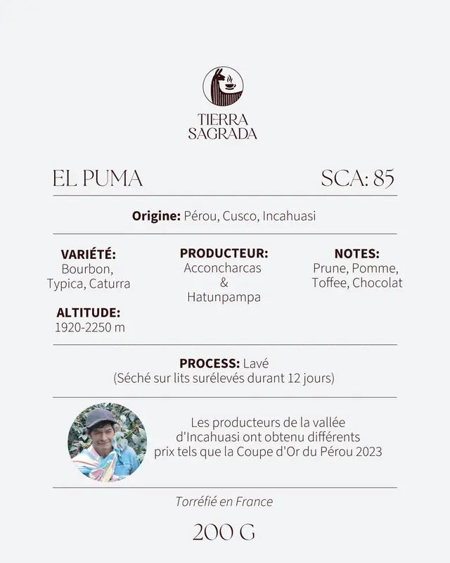 Café El Puma, variétés Bourbon, Typica et Caturra