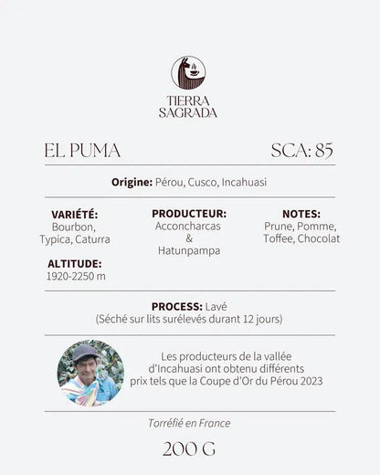 Café El Puma, variétés Bourbon, Typica et Caturra