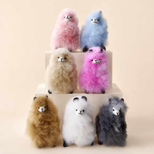 Collection de peluches alpaga faites main de 10 cm en plusieurs couleurs