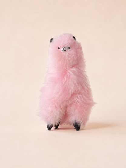 Peluche alpaga rose pâle 30 cm faite main
